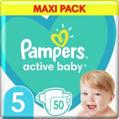Pampers Active Baby Πάνες με Αυτοκόλλητο No. 5 για 11-16kg 50τμχ Maxi Pack