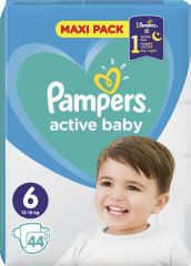 Pampers Active Baby Πάνες με Αυτοκόλλητο No. 6 για 13-18kg 44τμχ Maxi Pack