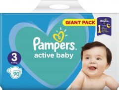 Pampers Active Baby Πάνες με Αυτοκόλλητο No. 3 για 6-10kg 90τμχ Giant Pack