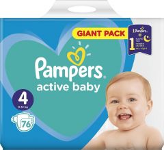 Pampers Active Baby Πάνες με Αυτοκόλλητο No. 4 για 9-14kg 76τμχ Giant Pack
