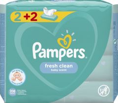 Pampers Fresh Clean Μωρομάντηλα χωρίς Οινόπνευμα 4x52τμχ