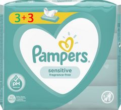 Pampers Sensitive Μωρομάντηλα χωρίς Οινόπνευμα & Άρωμα 6x52τμχ