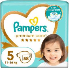 Pampers Πάνες με Αυτοκόλλητο Premium Care No. 5 για 11-16kg 58τμχ